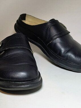 Haflinger Black Leather Clogs Womens EU 39 US 8.5 Edelweiss Button Comfort Mule
